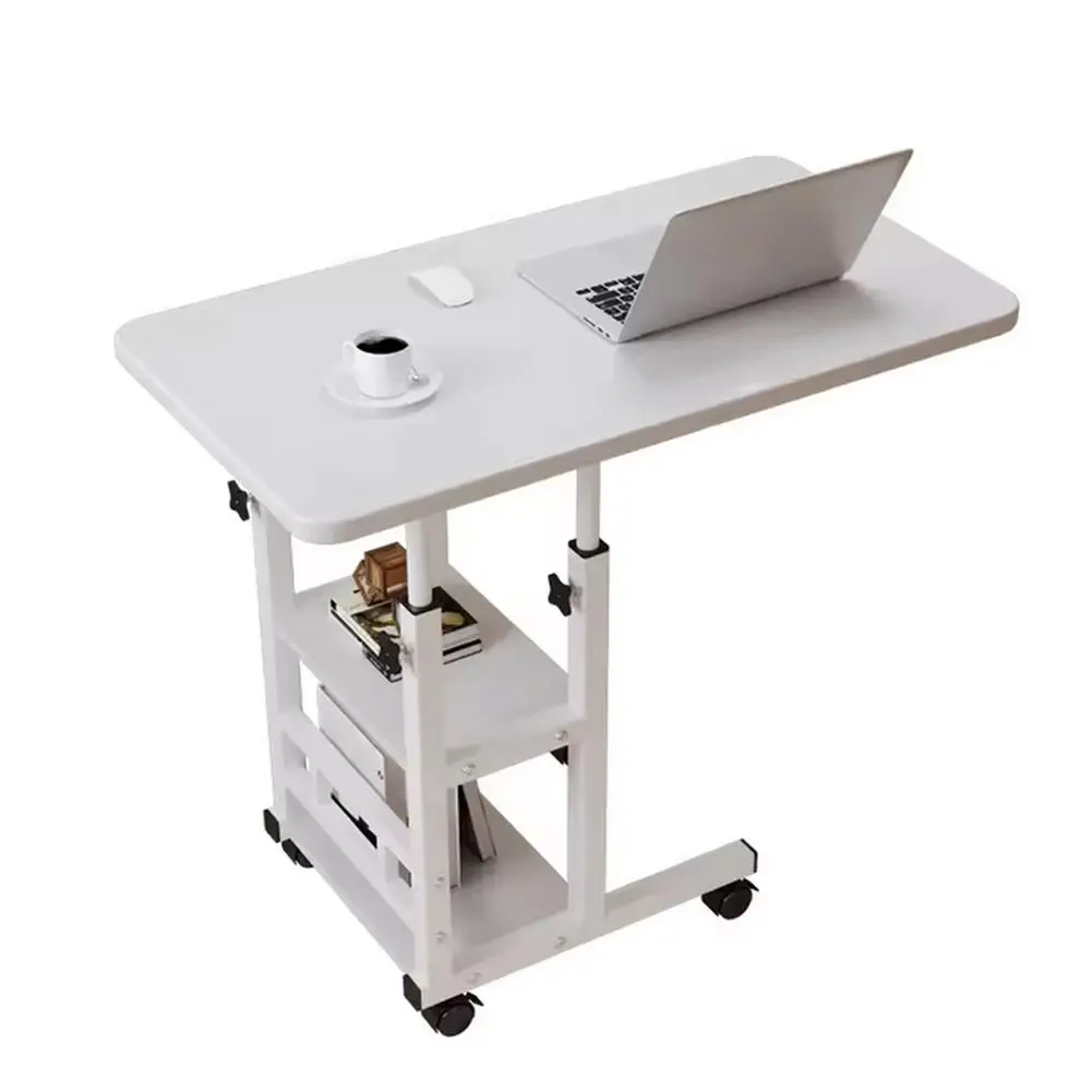 Mobile Laptop Desk Height Adjustable Computer Table with Wheels Portable Overbed Table C Shaped Bedside Tray Side Table Stand for Bed Sofa Small Standing Desk Space Saving Study Desk for Home Office Bedroom College Dorm Care