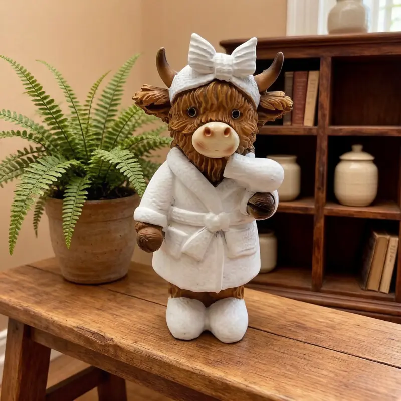 Highland Cow Creative Statue Bathroom Home Decoration Resin Ornament Craft Scottish Cow Gift Decor Figurine