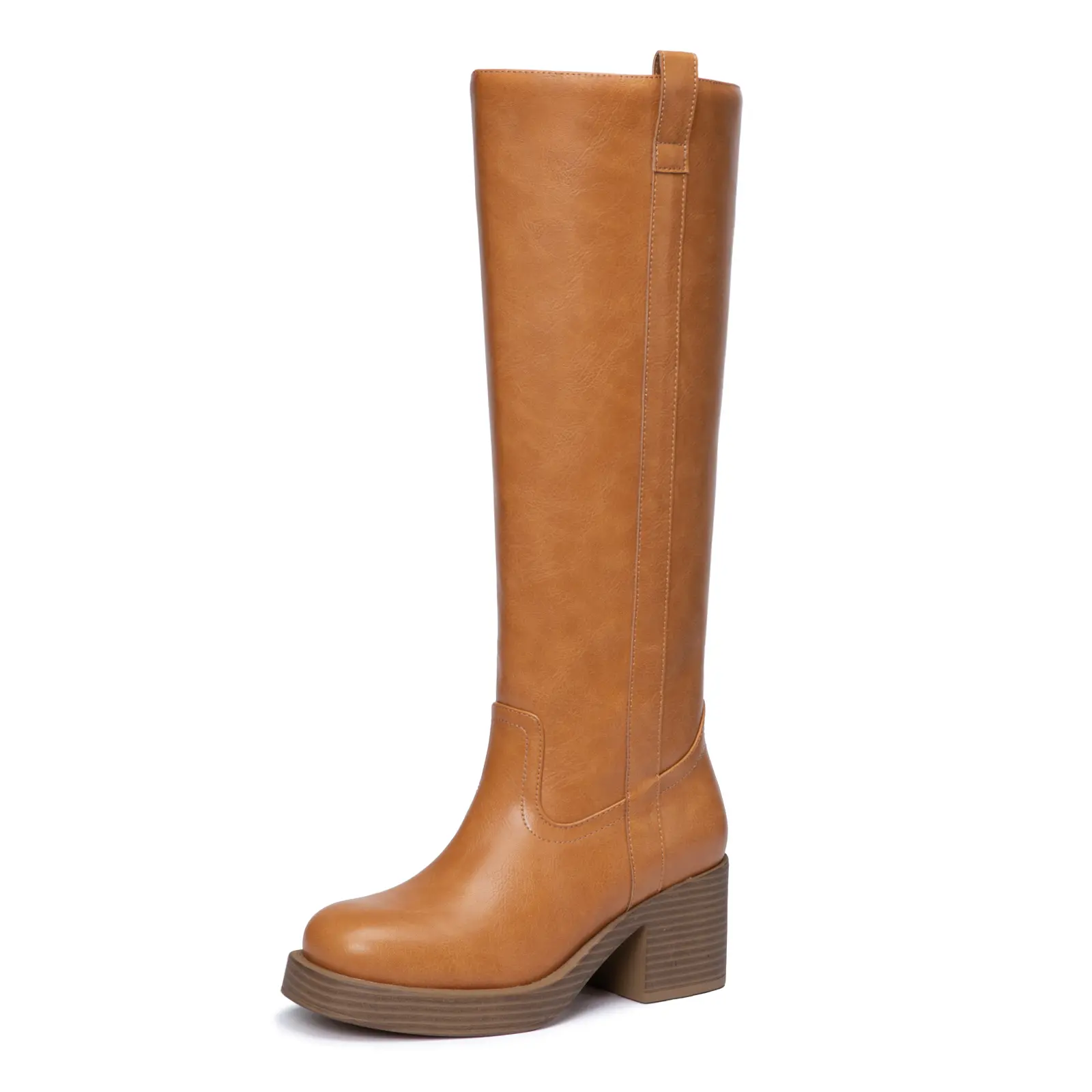 Athefit Knee High Boots Women Round Toe Chunky Riding Boots | 2.56" Block Heel Platform Boots, Easy Pull Tab, 5mm Cushioned Insole, Fashion Fall Boots for Concert, Travel & EveryDay Wear,back to school,back to school haul
