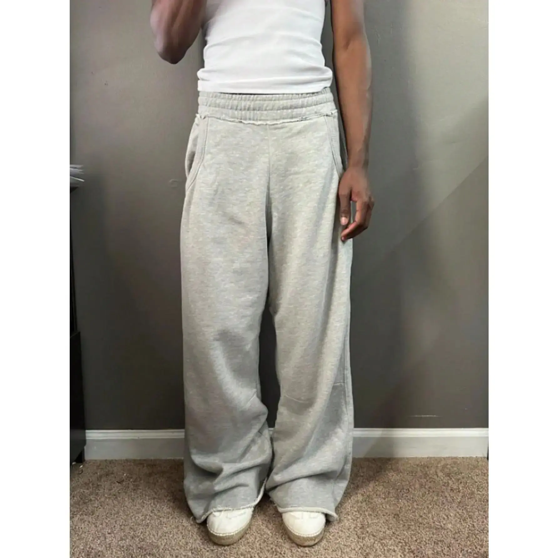 Baggy Sweatpants Ripped Elastic Waist Wide Leg Lounge Sweat Pants Joggers Track Pants