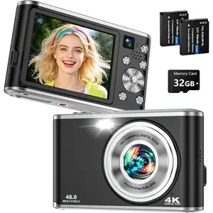 2026 Upgraded 4K Digital Camera for Photography,  Lens Autofocus Compact Digital Camera with 16X Zoom, Anti-Shake, Flash, 2 , 2.8" Screen, Vlogging Camera for YouTube, 32GB Card