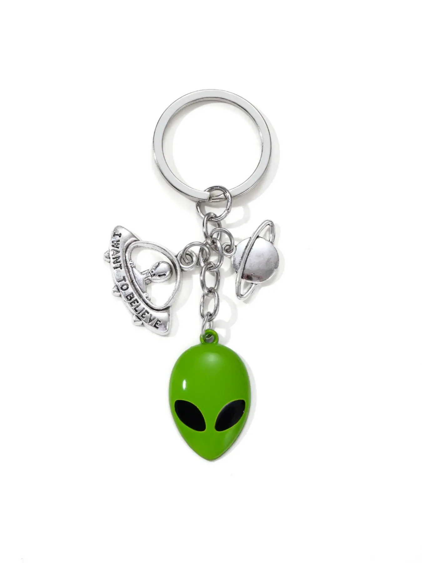 Creative Ufo Planet Alien Fashionable Alloy Keychain Charm, Cute Cartoon Space Style, Trendy Bag Pendant, Perfect Gift for Friends and Family