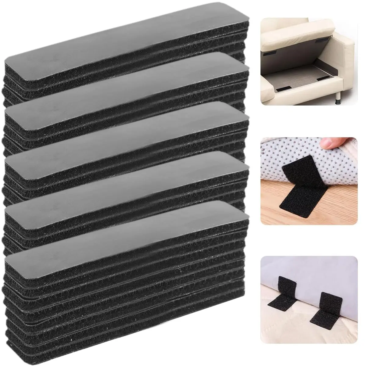 Heavy Duty Hook and Loop Strips – 40 Pcs Double Sided Self-Adhesive Mounting Tape, Reusable Strong Grip for Wall Hanging Picture Frames Cable Organizer Carpet Sofa Cushion, Waterproof Indoor Outdoor