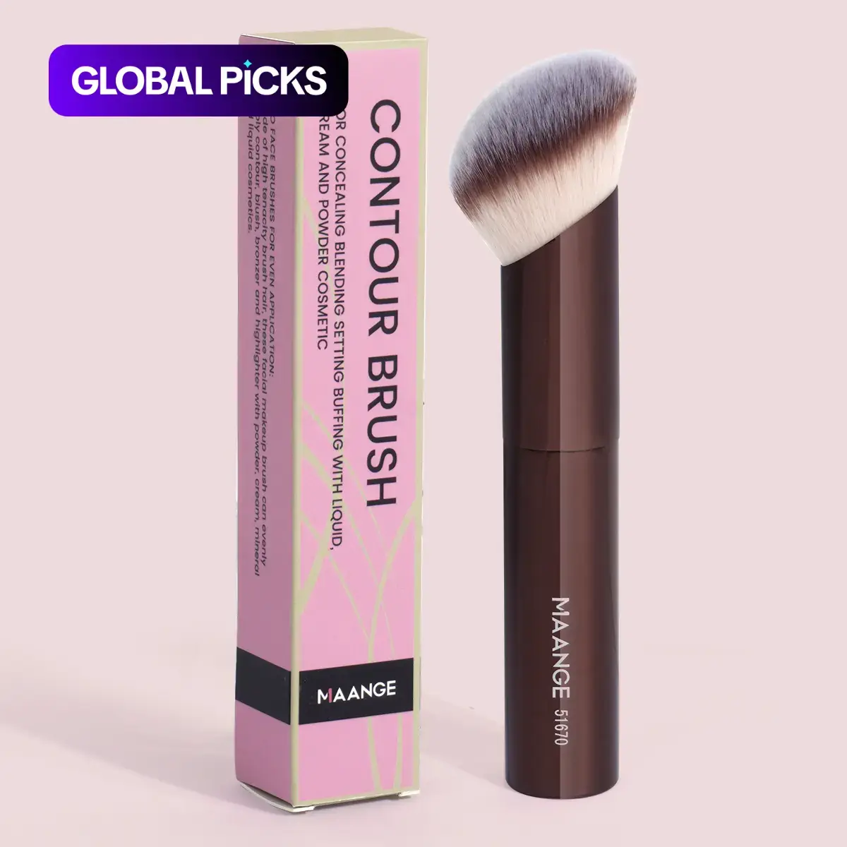 Portable Foundation Makeup Brush, Ultimate Contour Brush, 1-Count Slanted-Head Travel Brush for Contoured Application, Face Makeup Brushes, Cosmetic Brush, Beauty Tool for Women and Girls #GLOBAL PICKS