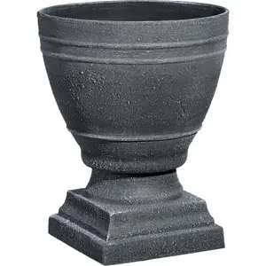 Classic Home and Garden Spartan Urn Planter - Timeless Plant Urn for Floral Displays - Durable Indoor & Outdoor Plastic Garden Planters (14”, Cast Iron)