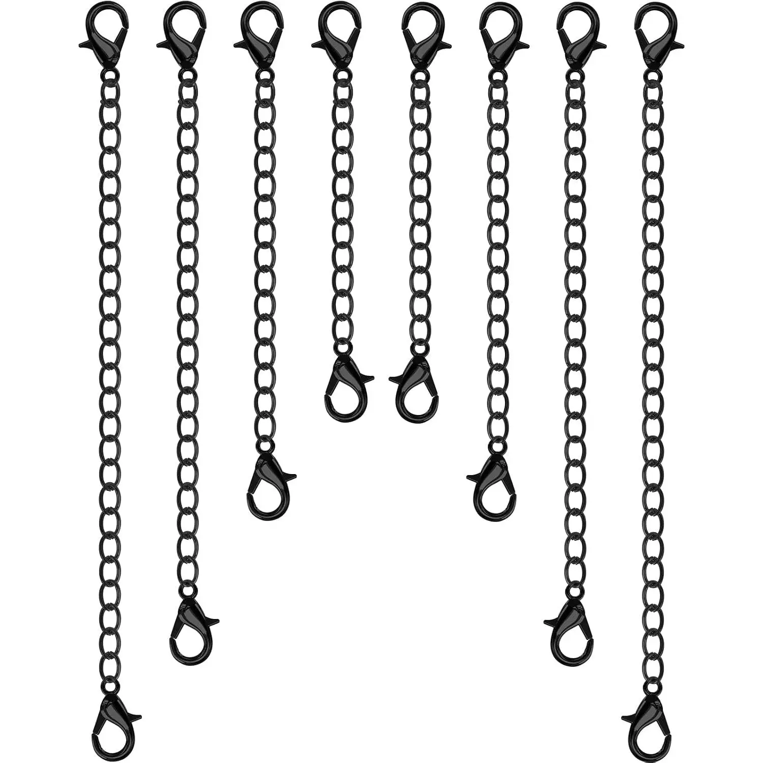 8 count Black Extension for Necklace, 4 Size  Extenders Necklace Chain Extender Extension Chain for  Making Necklace Bracelet Anklet for Women Girls