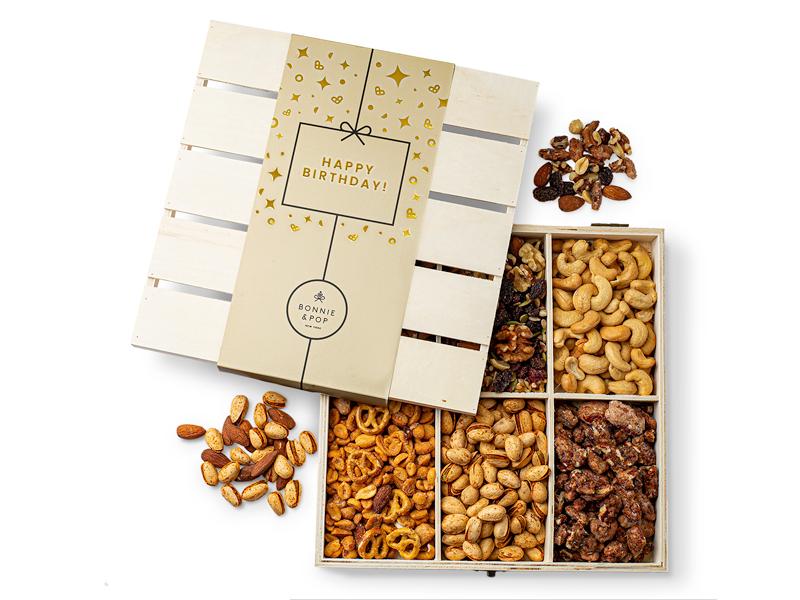 Gift Basket, in Reusable Crate, Healthy Gift Option, Gourmet Snack Food Box, with Unique Flavors, Great for Feel Better, Sympathy Birthday Bonnie Pop