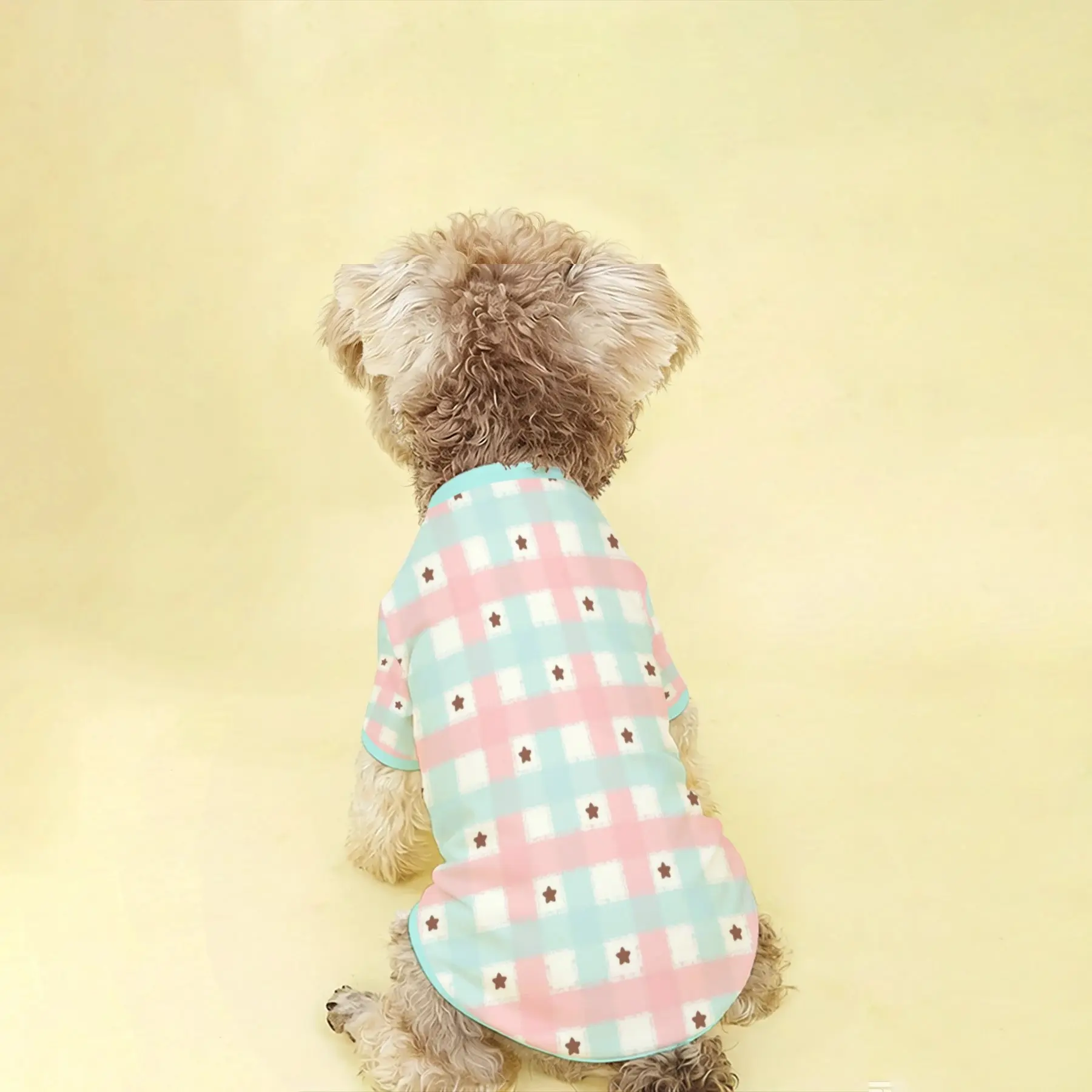 Pet Clothes for Dogs & Cats, Blue Plaid Print Short Sleeve T-Shirt, Soft Breathable Lightweight, Ideal for Daily Wear