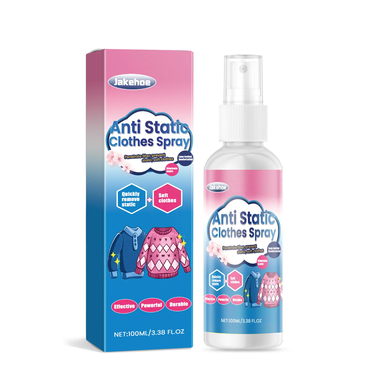 Jakehoe Anti-Static Wrinkle Removal Spray for Clothes - Smooth and Comfortable, Removes Clothing Wrinkles, Smooth and Static-Free Spray