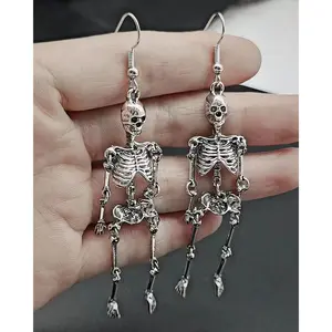 1 Pair Halloween Vintage Skeleton Skull Dangle Earrings for Women Jewelry Party Gifts Aretes De Mujer Modernos