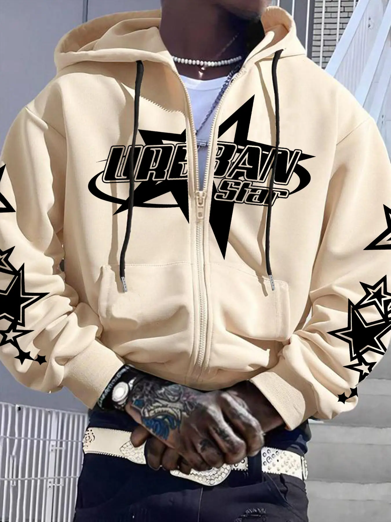 Y2K Vintage Unisex Casual Jacket, Fall & Winter Hooded Coat, Star Logo Graphic Design, Street Style, Warm Daily Wear