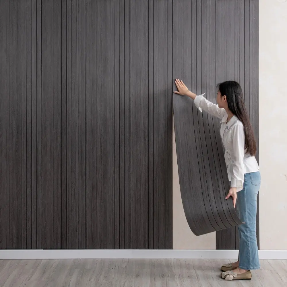 Enhanced 3D Groove Grill Wallpaper Roll, Sticky Adhesive Wallpaper, Self-Adhesive, Peel and Stick Wallpaper, Waterproof, Soundproof, Easy Clean, Ideal for Kitchen, Bedroom, Bathroom Renovation