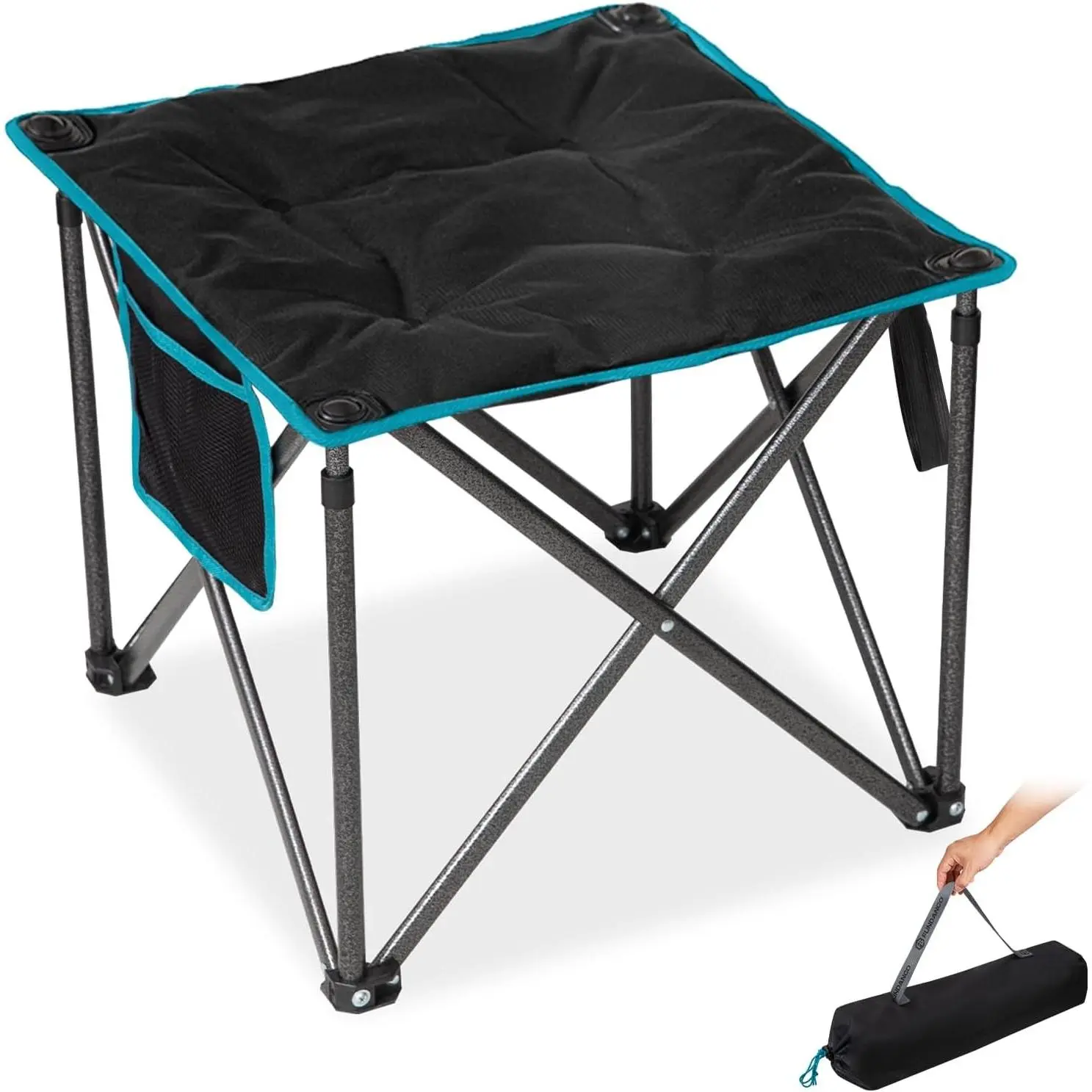 Large Folding Stool for Adults, Heavy Duty 440 Lbs Capacity, 18.1-Inch Thick Padded Seat, Anti-Slip Feet, Carry Bag Included for Outdoor Camping (Black)