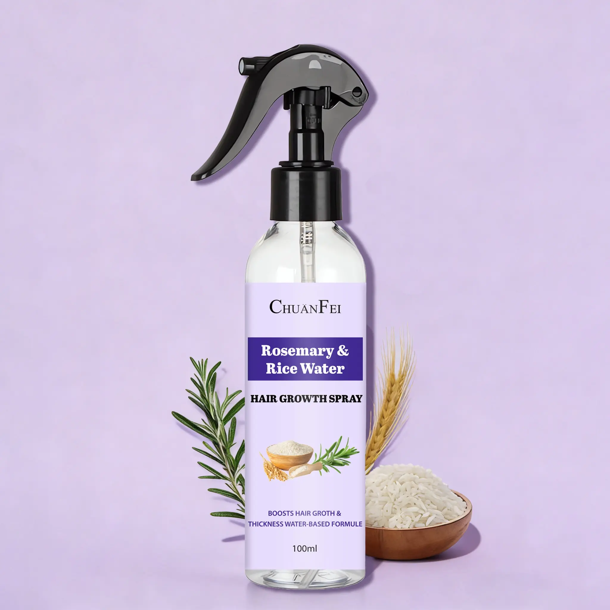 Natural Rosemary Rice Water Hair Spray, Natural Haircare, Rosemary Essence + Rice Water, Reduces Hair Loss, Scalp Care, Deep Nourishment, Smooth Hair, Improves Frizz