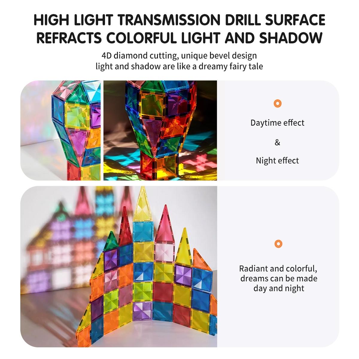 Magnetic Building Blocks Set, 42/74/158 Pieces, Unisex Toy for Kids Aged 3+, Birthday Gift Idea, Fun Learning Activity, Magnetic Building Tiles