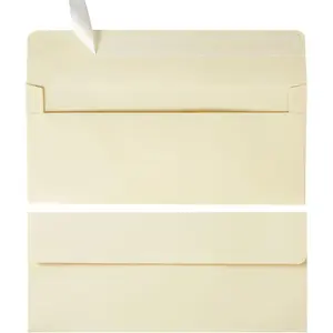 50 Pack #10 Business Envelopes Self Seal 4x9 Standard Envelopes for Business, Invoices, Letter Mailing, 4 1/8 x 9 1/2 Inches (Cream Color, 4.13 x 9.49)