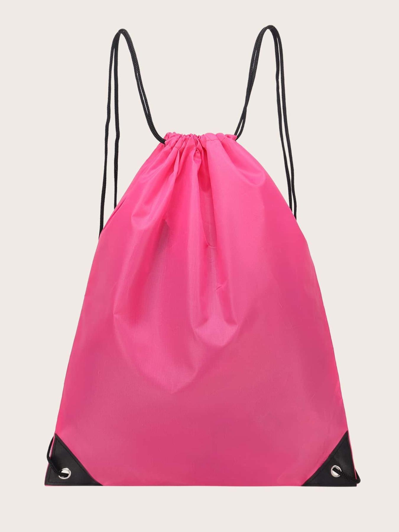 1 Piece Plain Drawstring Backpack, Casual Nylon Waterproof Sports Backpack, Multifunctional Sports Bag for Travel Fitness Work, Durable Waterproof Bag