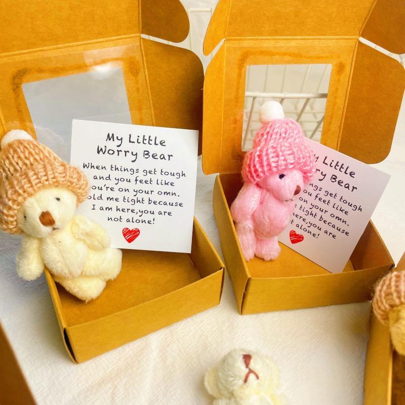 Mini Plush Bear Gift Set with Inspiring Card, Themed Gift Box, Perfect Comfort Gift for Christmas, Halloween, Birthdays and Emotional Support, Party Favors Assortment