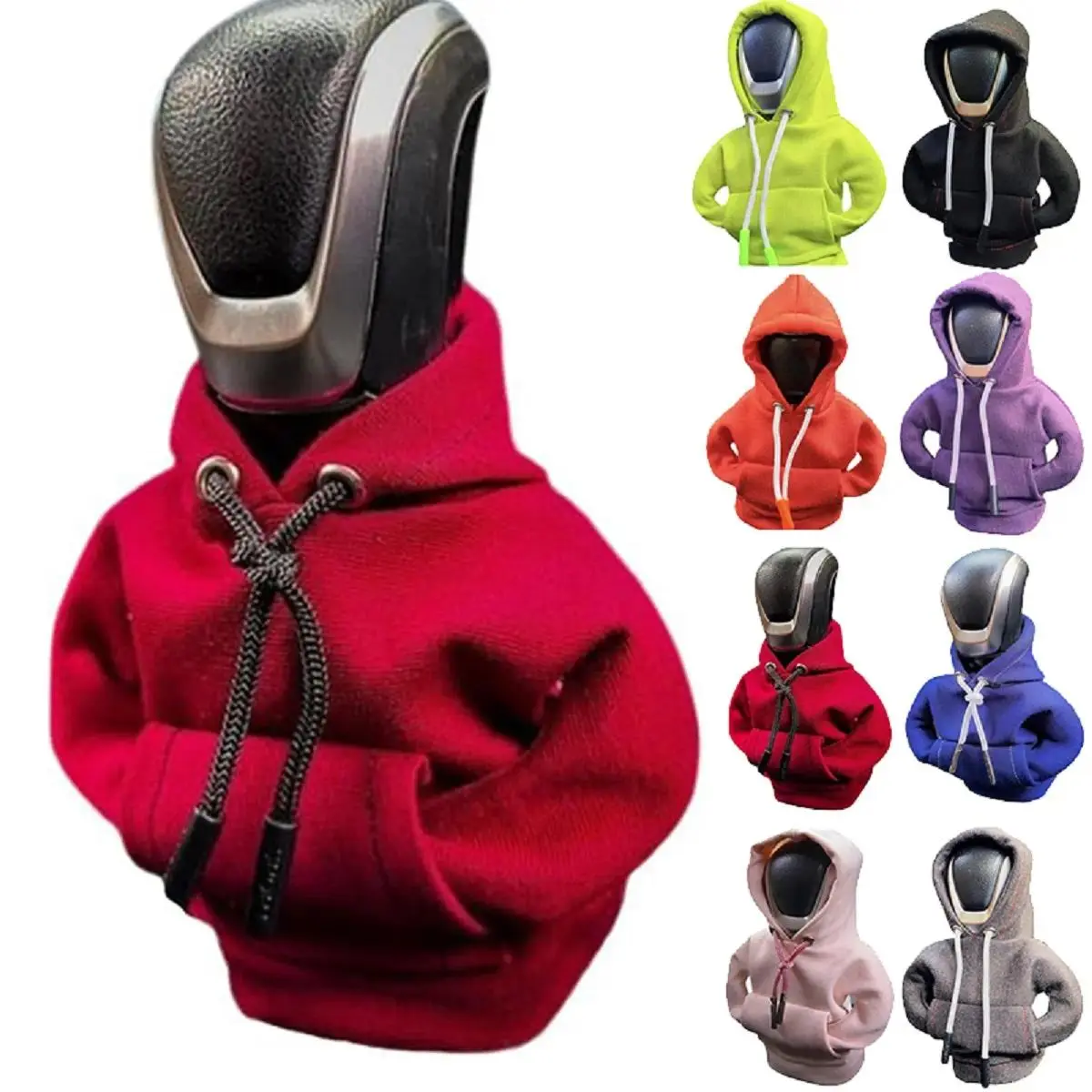 Universal Fit Car Gear Shift Hooded Cover - Soft Cotton Material, Cute Look, Elastic Install, Cozy Shifter Knob Cover for Most Cars, Automotive Interior Decor Accessories, Funny