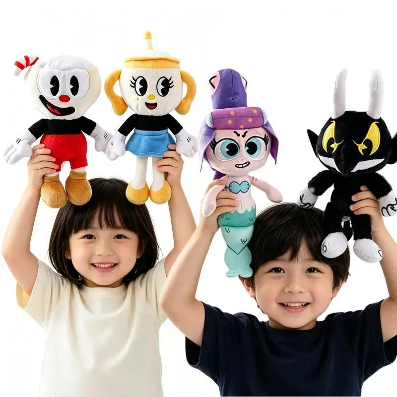 Classic Style Adventure Game Cuphead Plush Toy Mugman Devil Legendary Chalice Plush Doll Toy Collection Display Christmas Gift