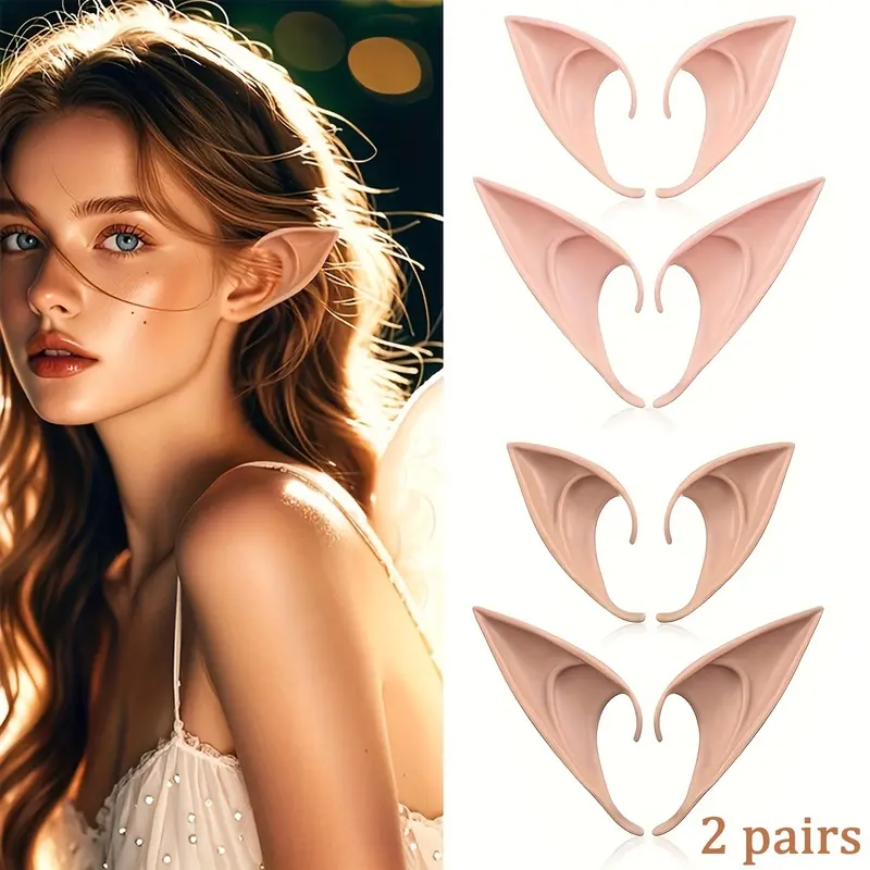 Two pairs of elf ears, soft pointed ears for role-playing, magic ball vampire ears Costume accessories, suitable for Halloween/Christmas