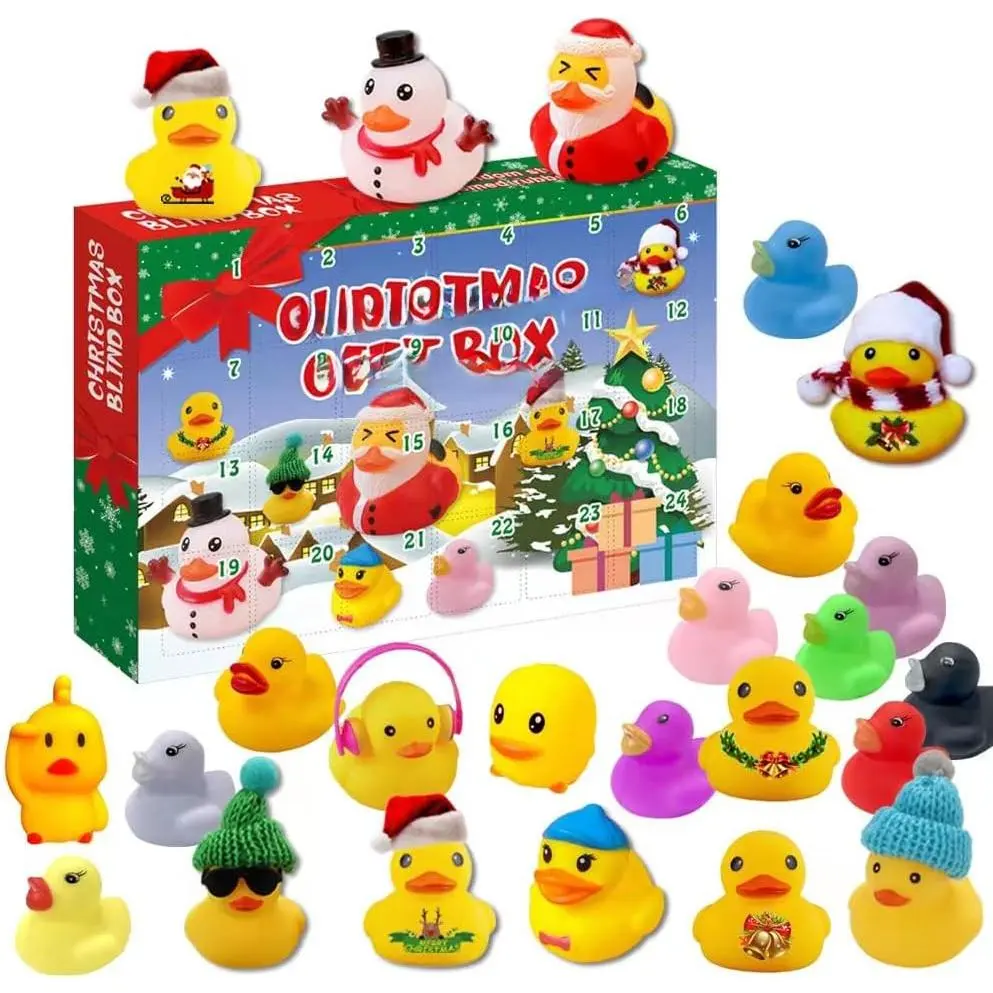 2025 Advent Calendar Rubber Ducks Bath Toys Christmas Blind Box Toy Ducks Mini Ducks  Kids Boys Girls Home Party Decoration Cruise Ducks Rubber Ducks in Bulk - 24 Pcs