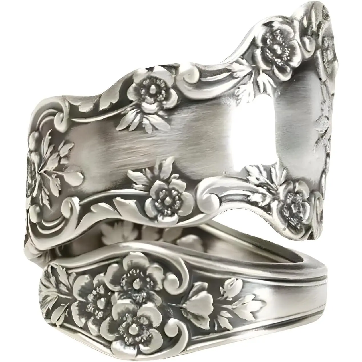 Women's Vintage Sunflower Spoon Ring - Adjustable Copper Wrap Female Jewelry Gift, Retro Boho Accessory, Flowers