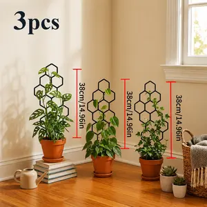 3-Piece Honeycomb Plant Support Rack, Rust-Resistant Plastic, 14.96x5.91 Inches, Ideal for Potted Vines and Flowers, Gardening Accessories