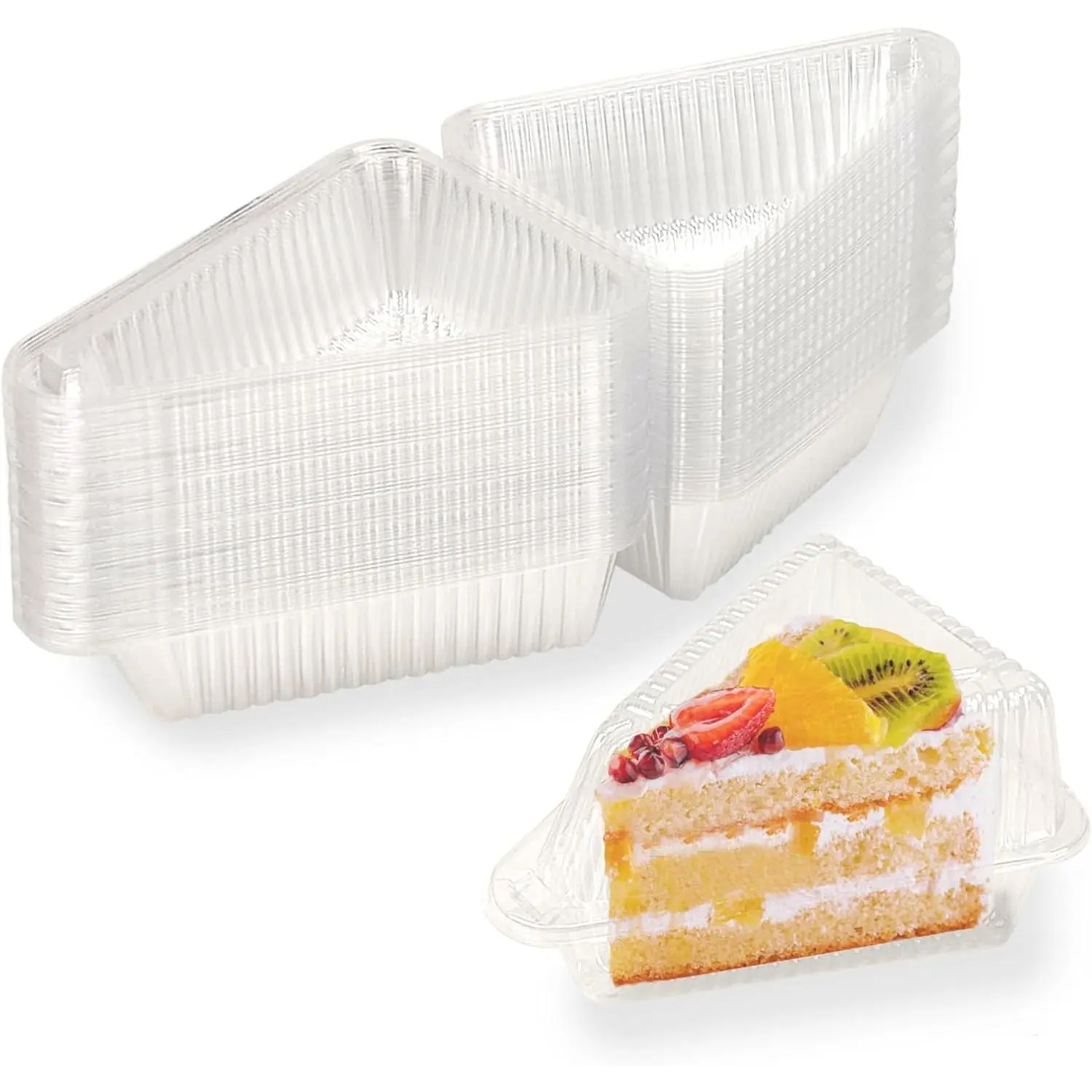 Thickened Extra Large 50Pcs Cake Slice Containers,4.4 Inch Pie Slice Containers For 6”-8” Diameter Cake or Pie Slices,Cheesecake Containers,Plastic Boxes for Take Out Packaging