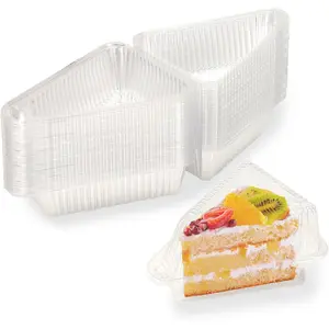 Thickened Extra Large 50Pcs Cake Slice Containers,4.4 Inch Pie Slice Containers For 6”-8” Diameter Cake or Pie Slices,Cheesecake Containers,Plastic Boxes for Take Out Packaging