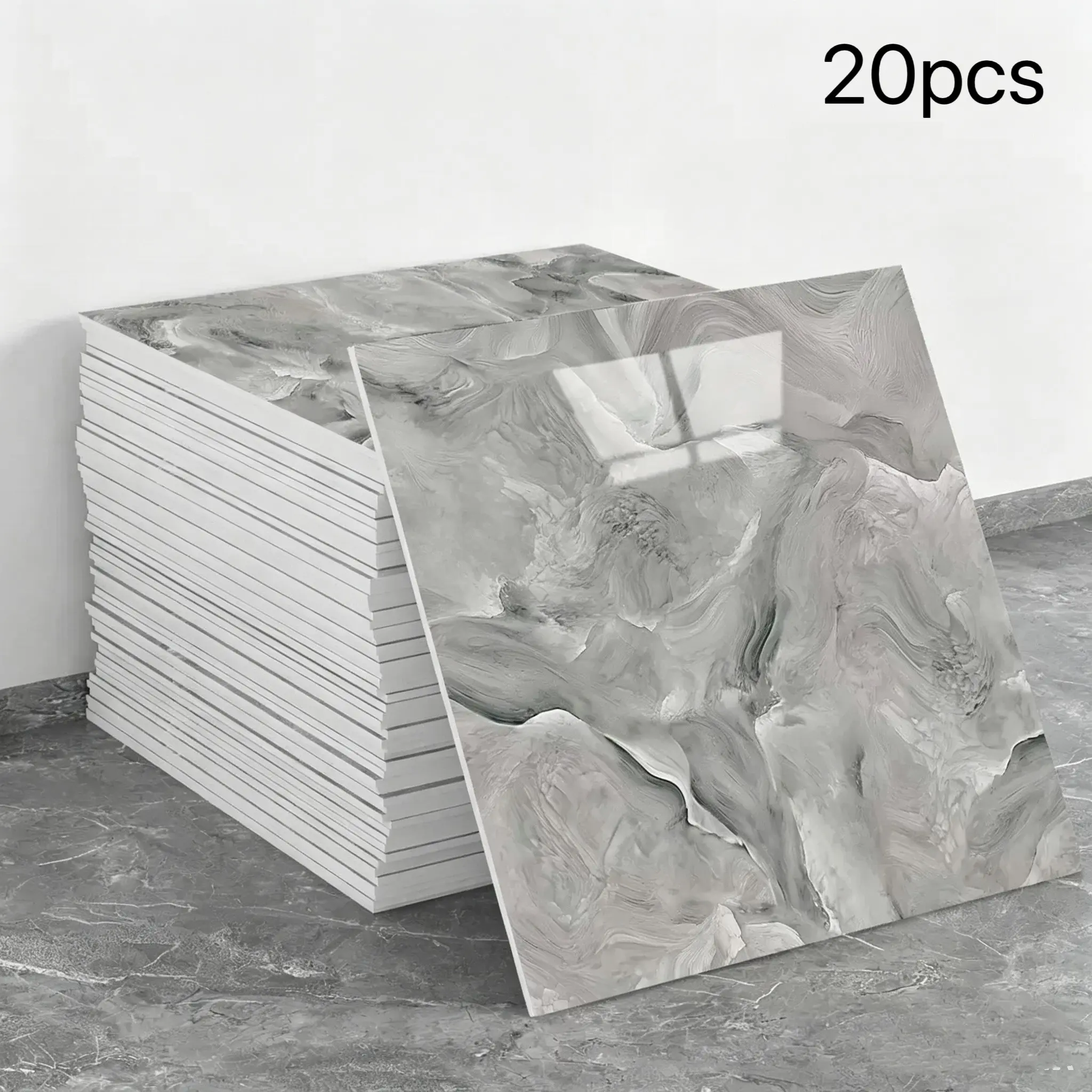 20 pieces of thick aluminum-plastic self-adhesive wall stickers, water-resistant, oil-resistant and stain-resistant. They can be cut and have strong coverage. They are used for oil-proof barriers in the kitchen, bathroom renovation to hide flaws, and deco