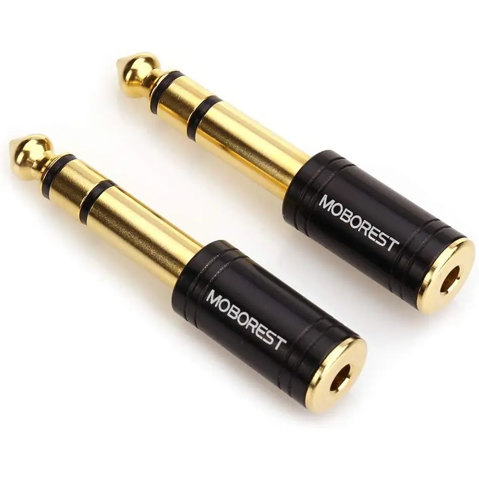 1/4" to 3.5mm (1/8 in) Audio Adapter TRS Headphones Jack Converter | Hi-Fi Stereo 6.35mm to 3.5mm Audio Jack Adapter  Plated for Electric Guitar, Piano, Amplifier, Mixer, Studio Mon-2PCSitor