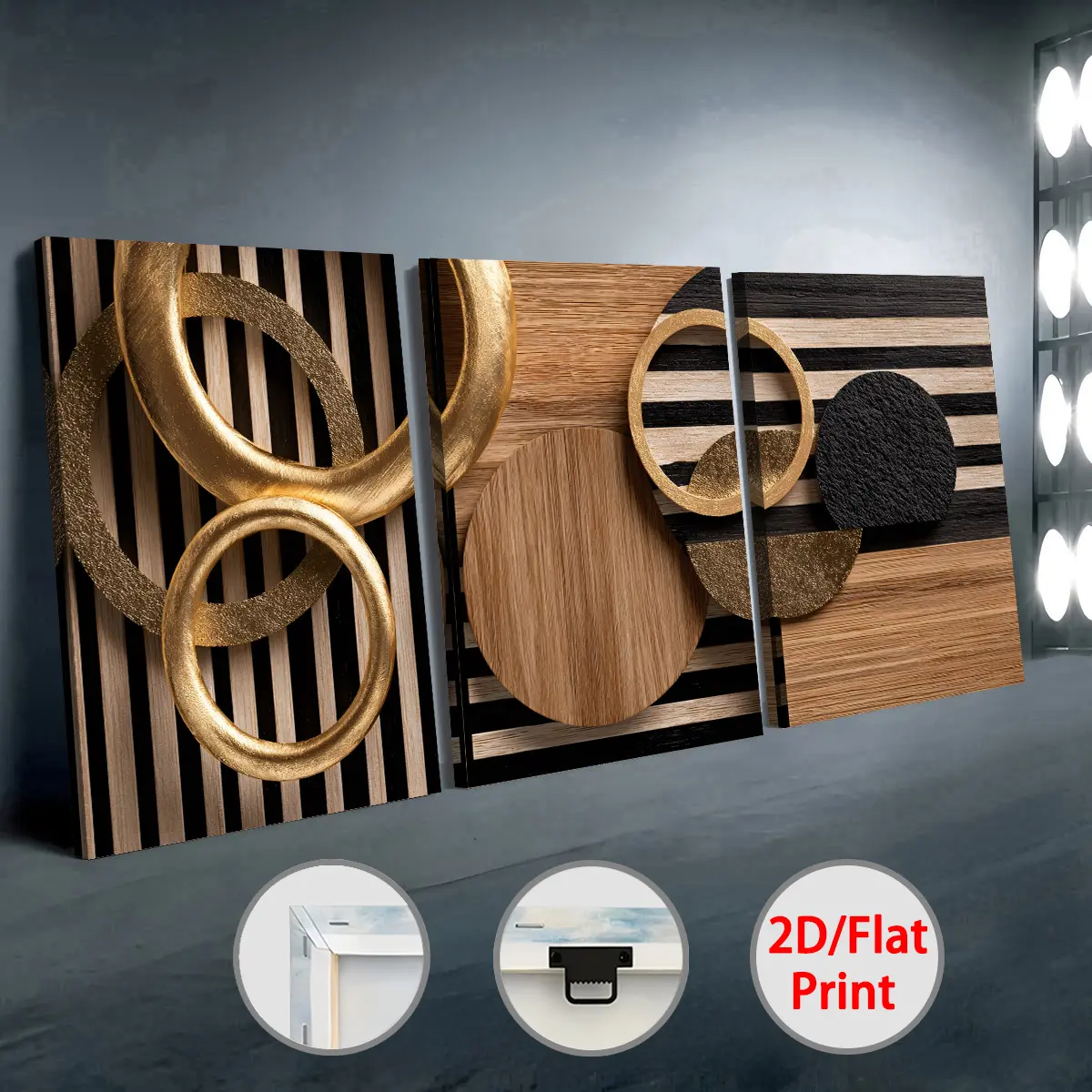 [2D Flat Print] Luxurious Modern Fashion Circular Art, Halloween/Christmas, Framed Canvas Paintings and Posters, Ready to Hang, Home Decoration, Wall Art, Room Decoration, High-Definition Print, Holiday Gift, Living Room, Bedroom, Dining Room, Office Deco