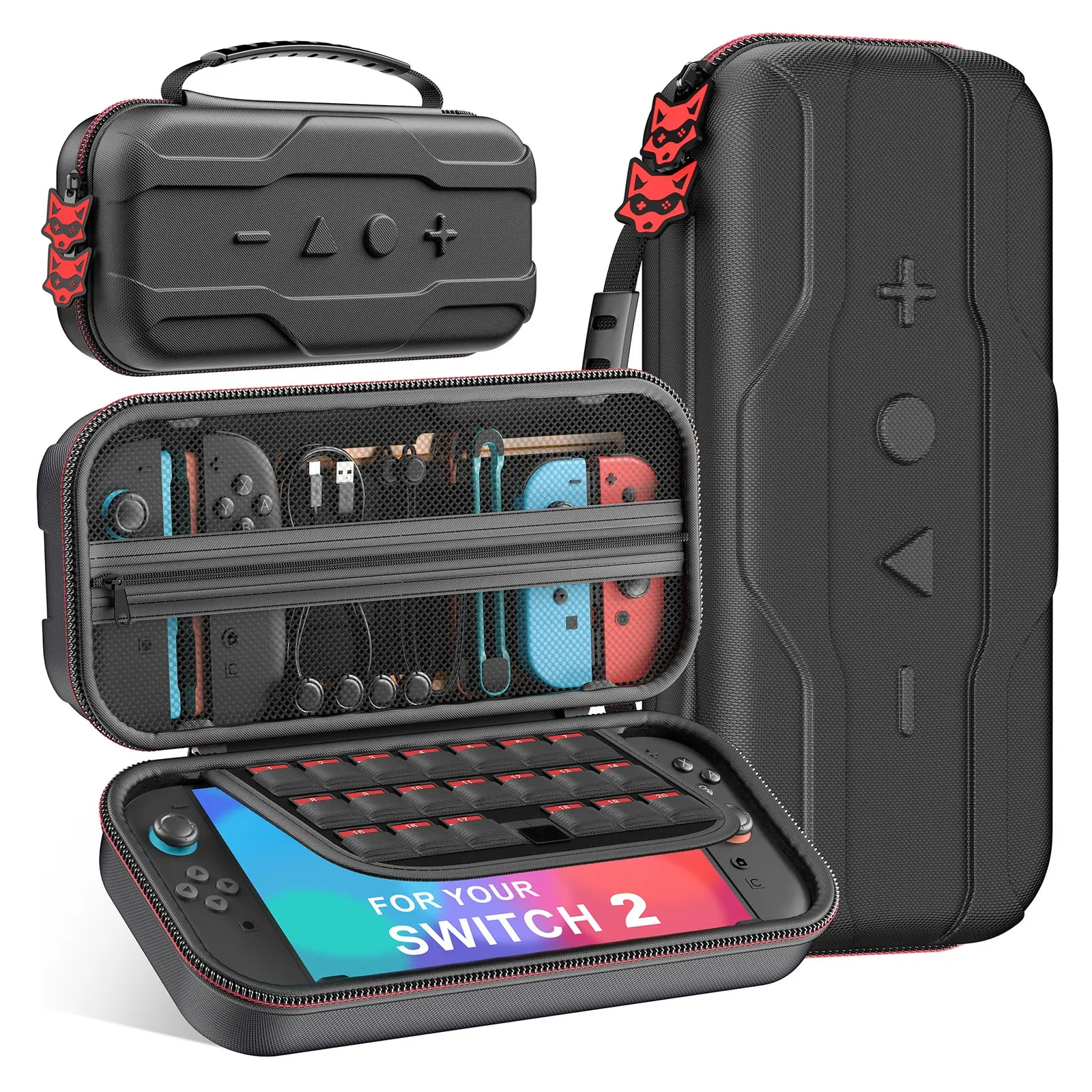 Switch 2 Carrying Case Compatible with Nintendo Switch 2(2025)/Switch/OLED Console, Protective Hard Portable Travel Carry Case Shell Pouch with Pockets for Switch 2 Accessories and 10 Games (Only the bag,accessories are not included)