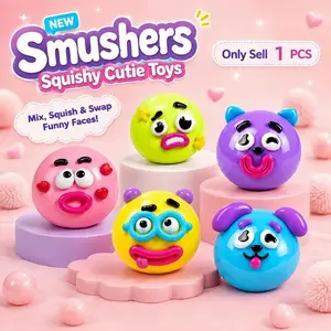 Face Changing Dog Squeeze Toy, Tpr Material, Five Colors Available, Office and Home Stress Relief Toy, Perfect Gift Choice