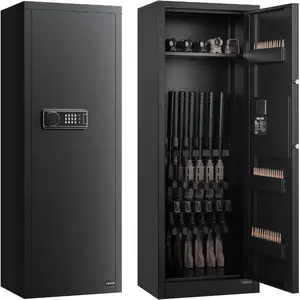 VEVOR 4 Gun Safe, Long Gun Cabinet for Rifles and Pistols, Quick Access Rifle Safe with 2 Ammo Slots, 2 Pistol Pockets 2 Adjustable Racks, Large Digital Cabinet with Key and Password Lock