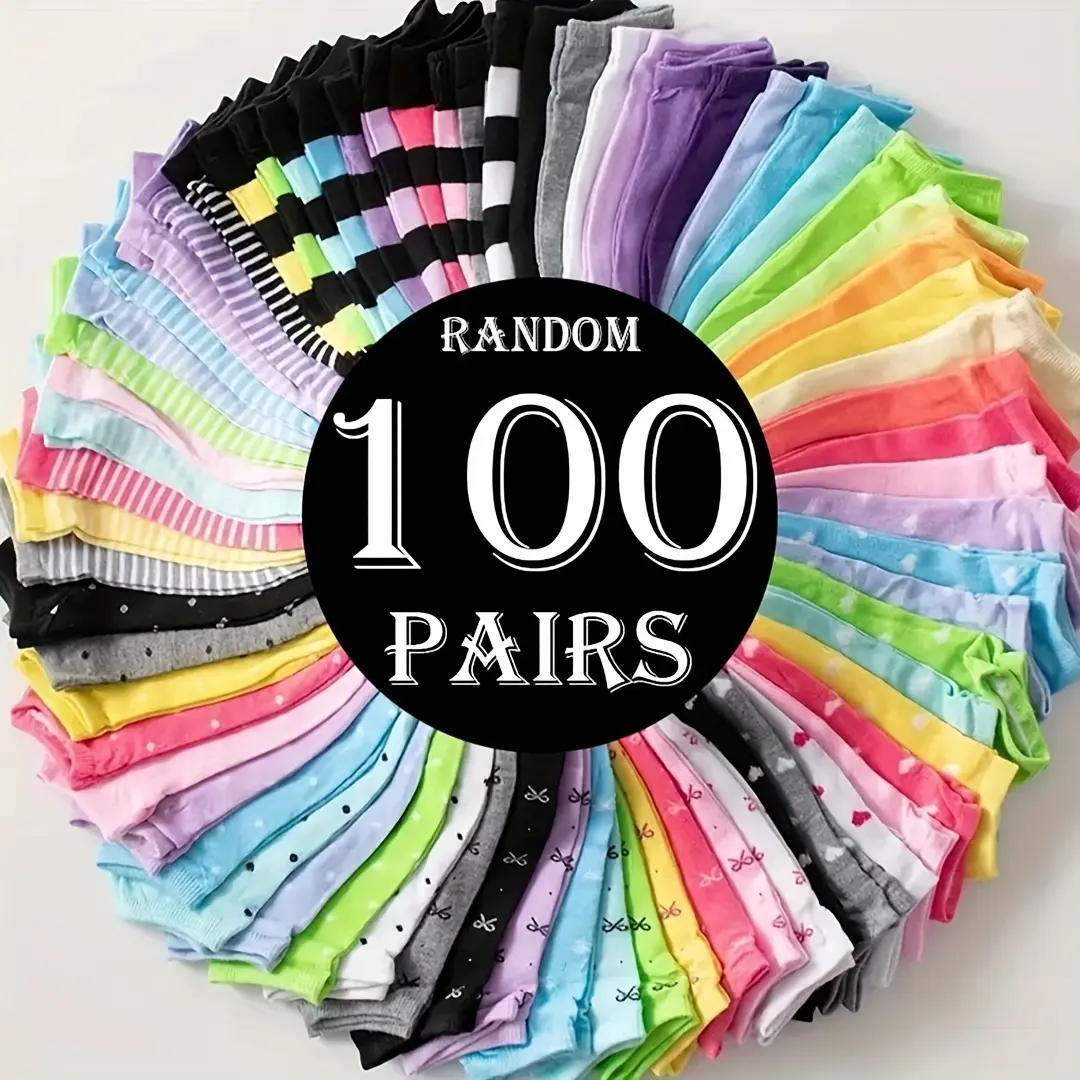 Women's Soft Cotton Ankle Socks - 20/60/100 Pairs Pack, Random 20pairs Option, Breathable, All-Season Casual Sports Socks for Women, Soft Socks