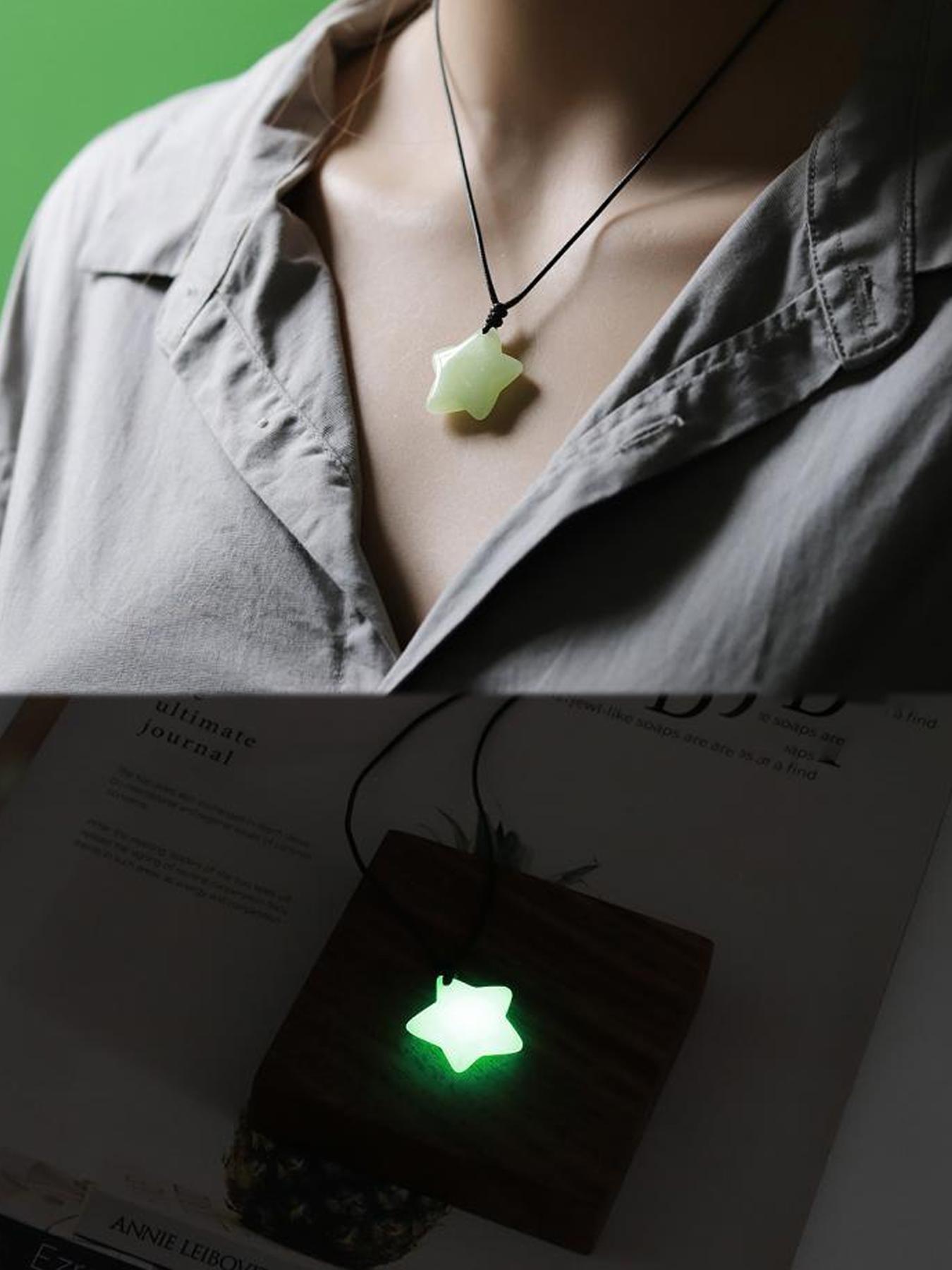 Cute Star Design Luminous Couple Necklace, Adjustable Necklace for Women & Men, Fashion Jewelry for Party, Daily Decor, Trendy All-match & Exquisite Jewelry for Birthday Gift
