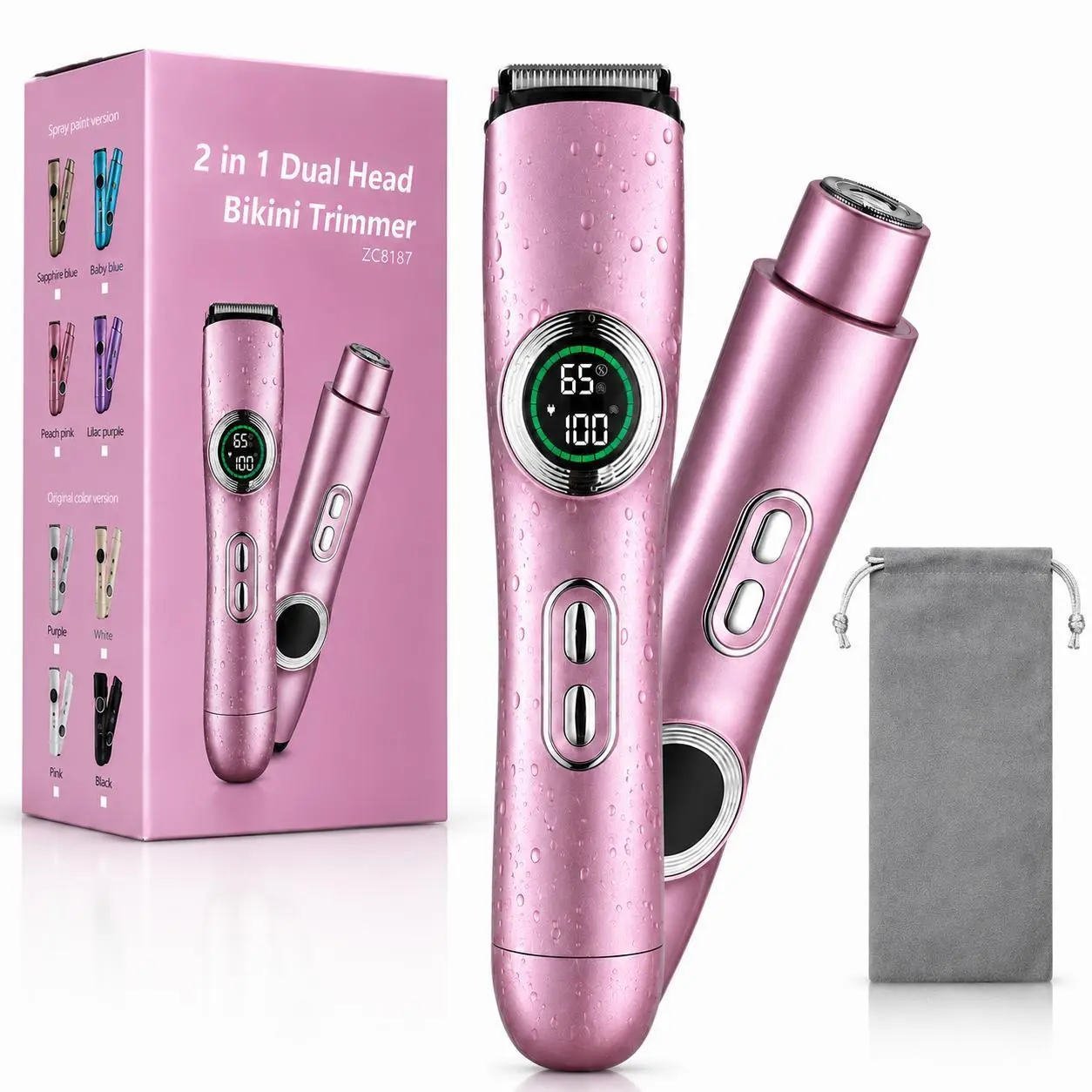 Bikini Trimmer for Women, Electric Shaver and Razor Rechargeable 2-in-1 Body and Facial Epilator, Dual Heads for Painless Trimming of Pubic Hair, Face, Underarms and Legs, Waterproof. Christmas Gift New Year Gift Shaving Grooming