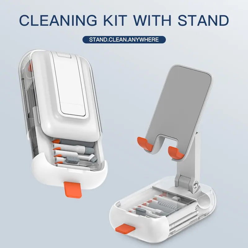 19-In-1 Digital Cleaning Kit, Phone Stand + Cleaning Tools, for Smartphone, iPhone, AirPods, Keyboard, Includes Screen Cleaner, Port Brush, Key Cover Remover