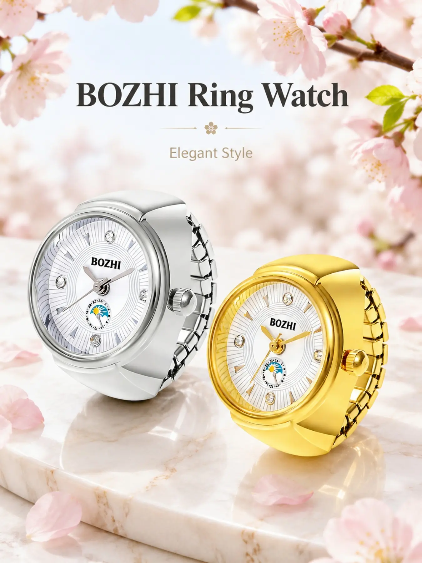 New Silver Color Ring Watch, Unique Luxury Personality Band, Trendy Fashion Accessory, Spring Season Style