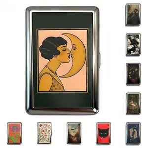 Vintage Retro Art Stash Tin Card Holder Wallet, Dual-Use Organizer For Business Credit & ID Cards, Compact Unisex Mini Accessory With Secure Snap Closure, High Aesthetic Unique Portable Tin Box Ideal For Daily Carry Beach Vacation And Thoughtful Small Gif