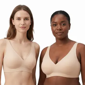 Women's Jelly Lingerie, Nude underwear,Wireless Full-Cup Wireless Everyday Bra, Comfortable and gathered wireless design with Multiple Sizes S-3XL, Padded T-Shirt Bra (with extender included)