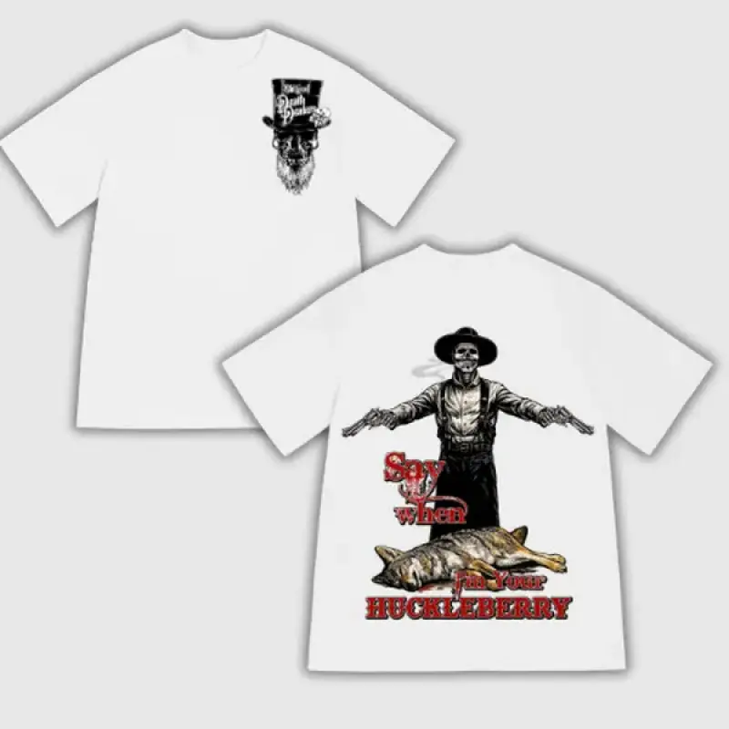Graphic T-Shirt Hunting Shirt Doc Holliday Say When Old West Death Dealers Collection Tombstone Ghost Town Zombie T-Shirt Hoodie Sweatshirt Western Cowboy Horror Style Unisex Streetwear Camiseta Casual Verano USA