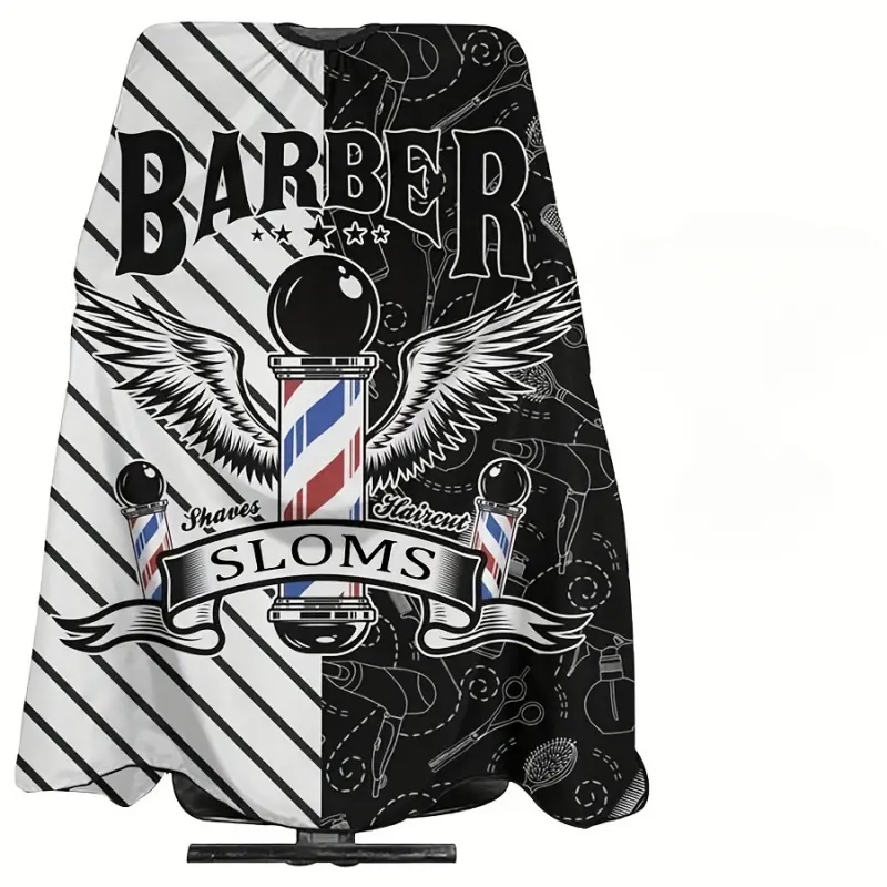 Professional Barber Cape for Men - Black and White Salon Cape, Durable Polyester Adjustable Haircut Cloth for Hairdressing & Styling, Stylish Stylist Tools with Snap Neck, Waterproof Salon Accessories, Hair Cutting Accessories, Barber Equipment