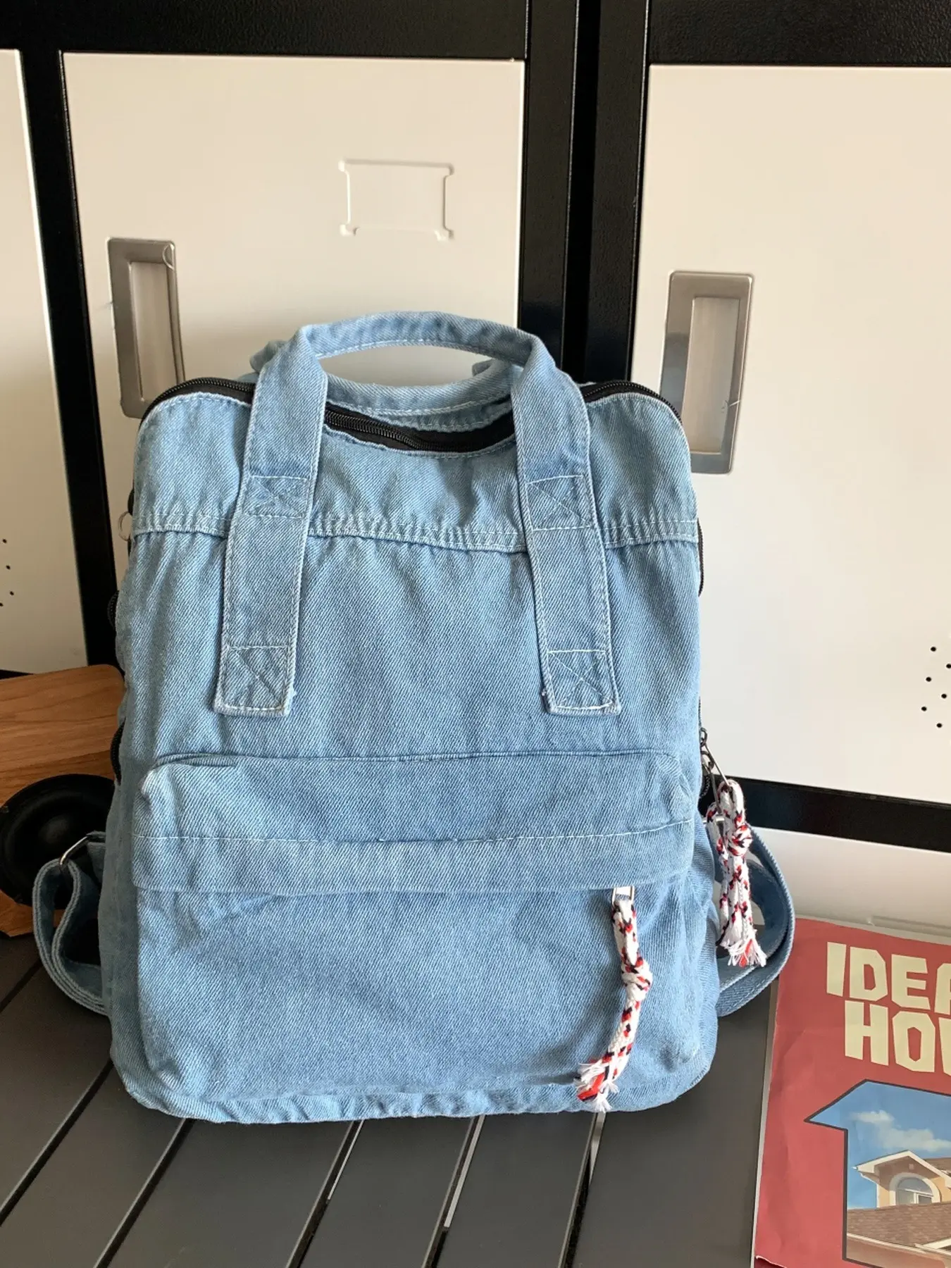 New Washed Texture Backpack For Women Fashion Three Color Vintage Blue Japanese Vintage Workwear Style Large Capacity Student Commuter School Backpack