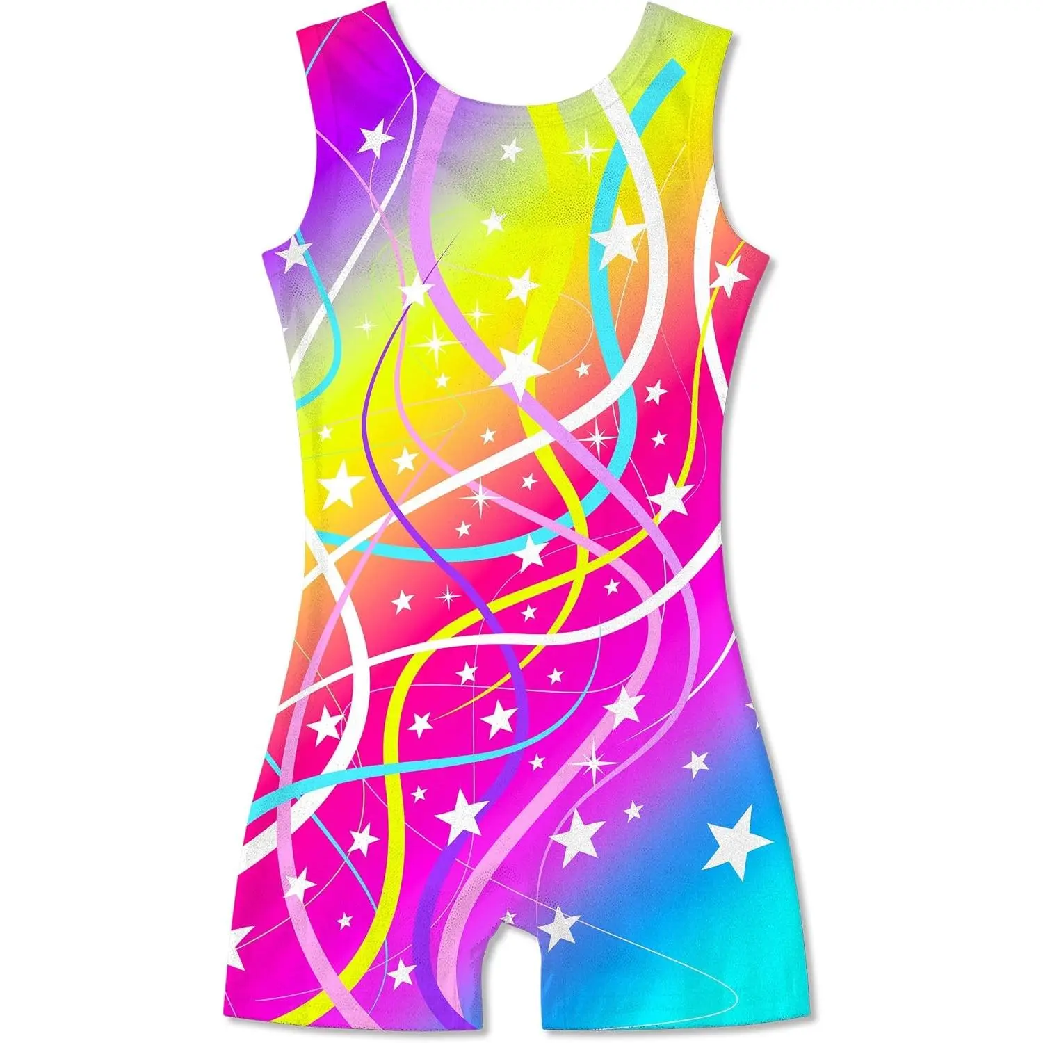 Girls Gymnastics Leotards with Shorts Sparkle Dance Unitards Mermaid Active Biketards 2-10 Years