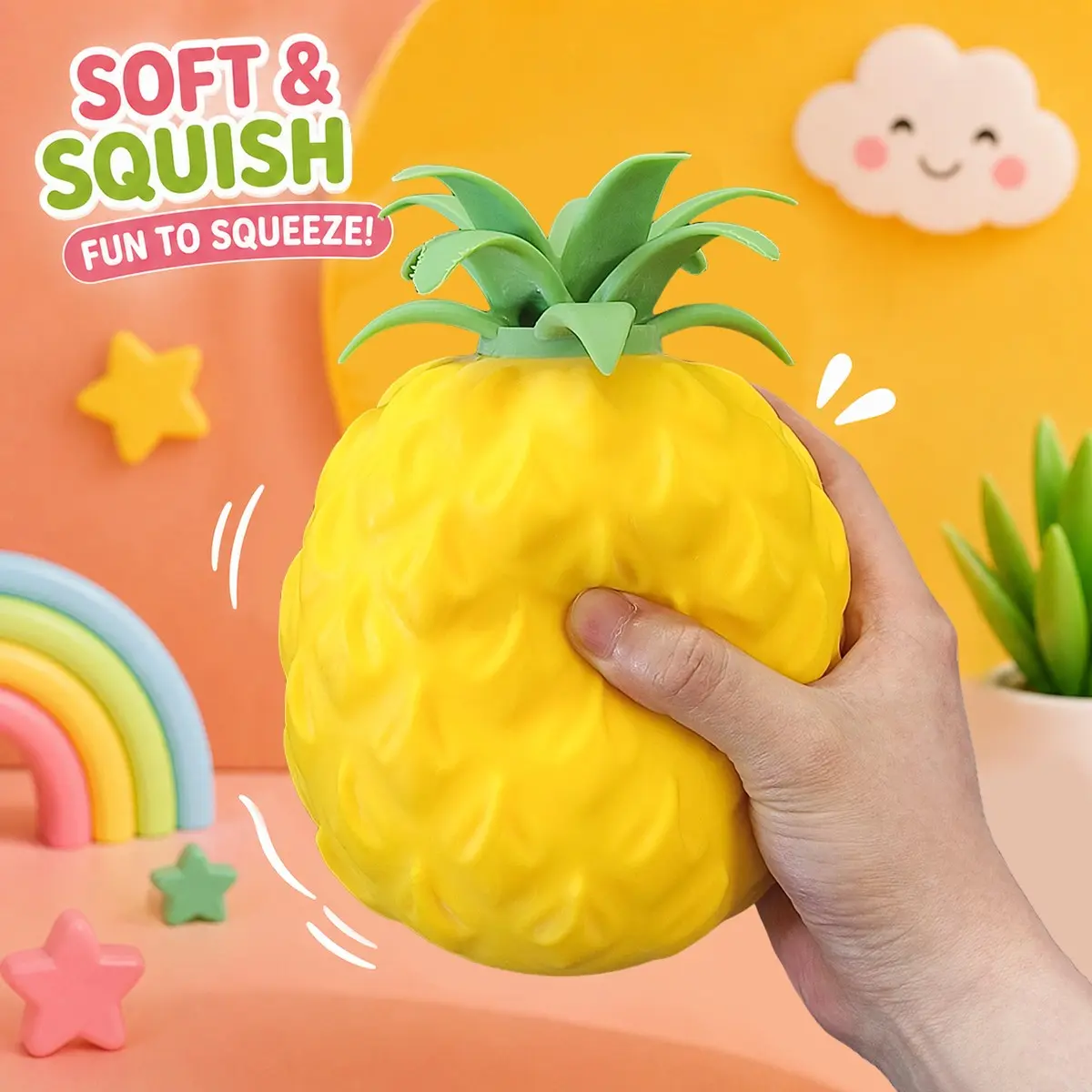 Realistic Pineapple Squeeze Ball, Large Dough Fruit Squeeze Toy, Soft Stress Relief Toy, Sensory Stress Balls, Soft Squishy Fidget, Squishy Sensory Play, Soft Fidgets Squishies, Slow Rebound, Sensory Fun for Kids, Party Gift, Birthday Present