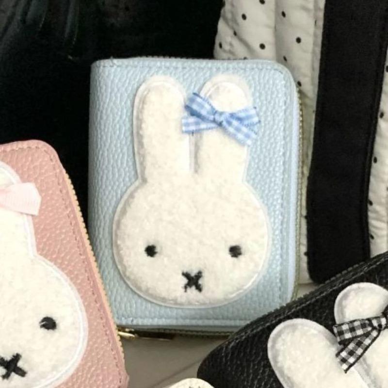 Cute Miffy Creative Cartoon Pattern Simple Fashion Portable Short Coin Purse PU Leather Anti-degaussing Multi-card Coin Wallet