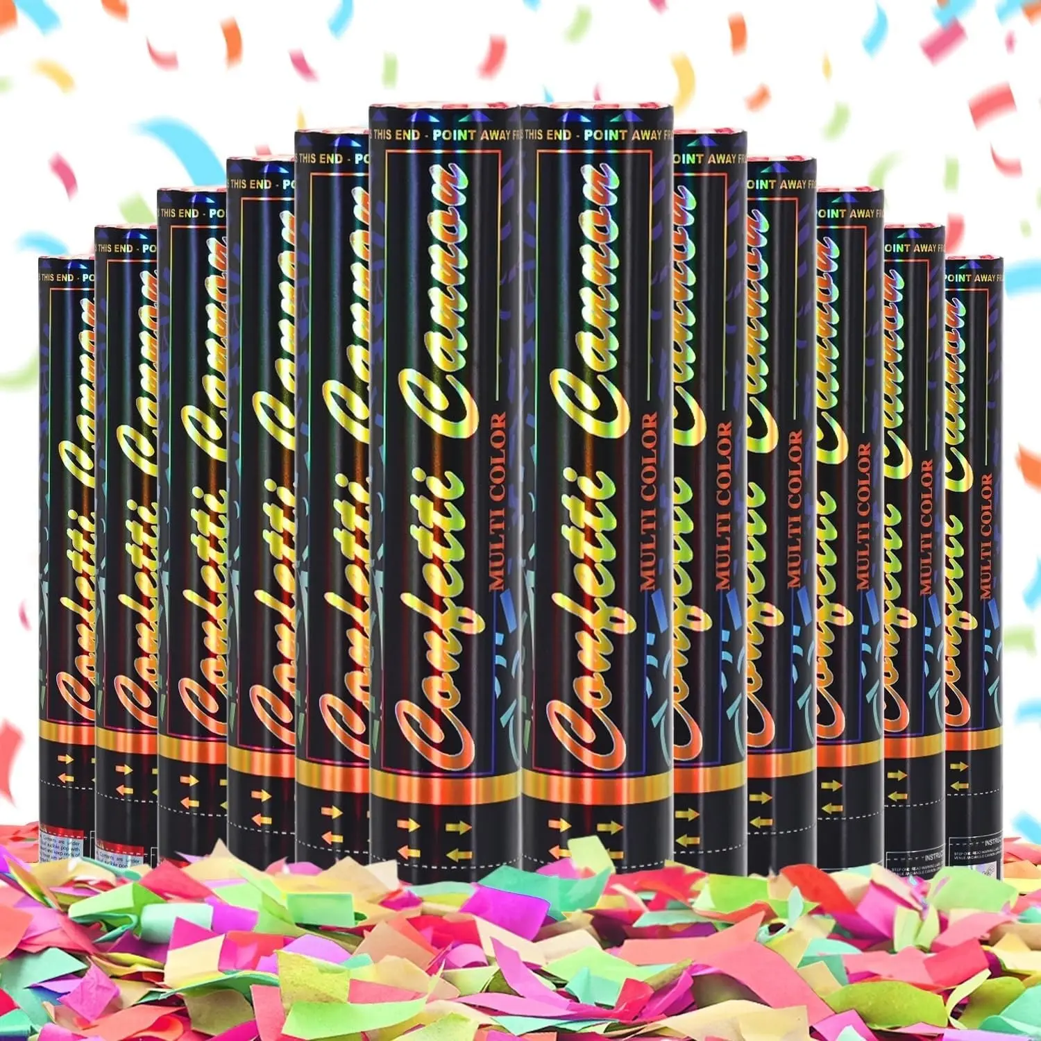 Multicolor 12 Pack Biodegradable Confetti Cannons - 12 Inch Party Confetti Poppers for Weddings, Birthdays, Graduation, New Years CelebrationsGift
